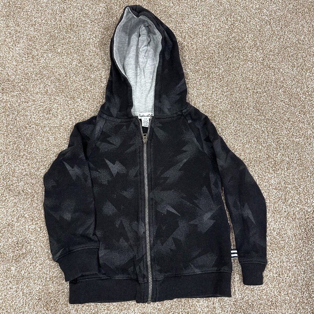 Splendid Lightning Bolt Zip Up Hoodie - Size 4/5 T - Black